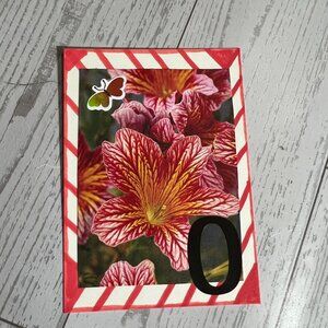 Original ACEO Art Card Floral Collage With "O" & Butterfly